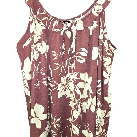 TORRID PLUS SIZE Washable Crinkle Gauze Ruffle Tie Front TankโTop - Picture 5 of 16